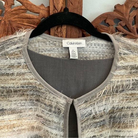 Calvin Klein Eyelash, Fuzzy, Soft, Cozy Cardigan with Silver Clasp Closure - Picture 16 of 16